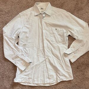 Lacoste Men's Light Blue Striped Button Down Shirt